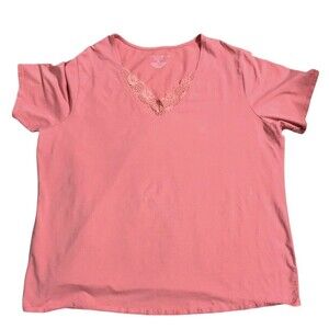 Mountain Lake Shirt Women’s 3X Blouse Coral Orange‎ Short Sleeve Cotton Blend